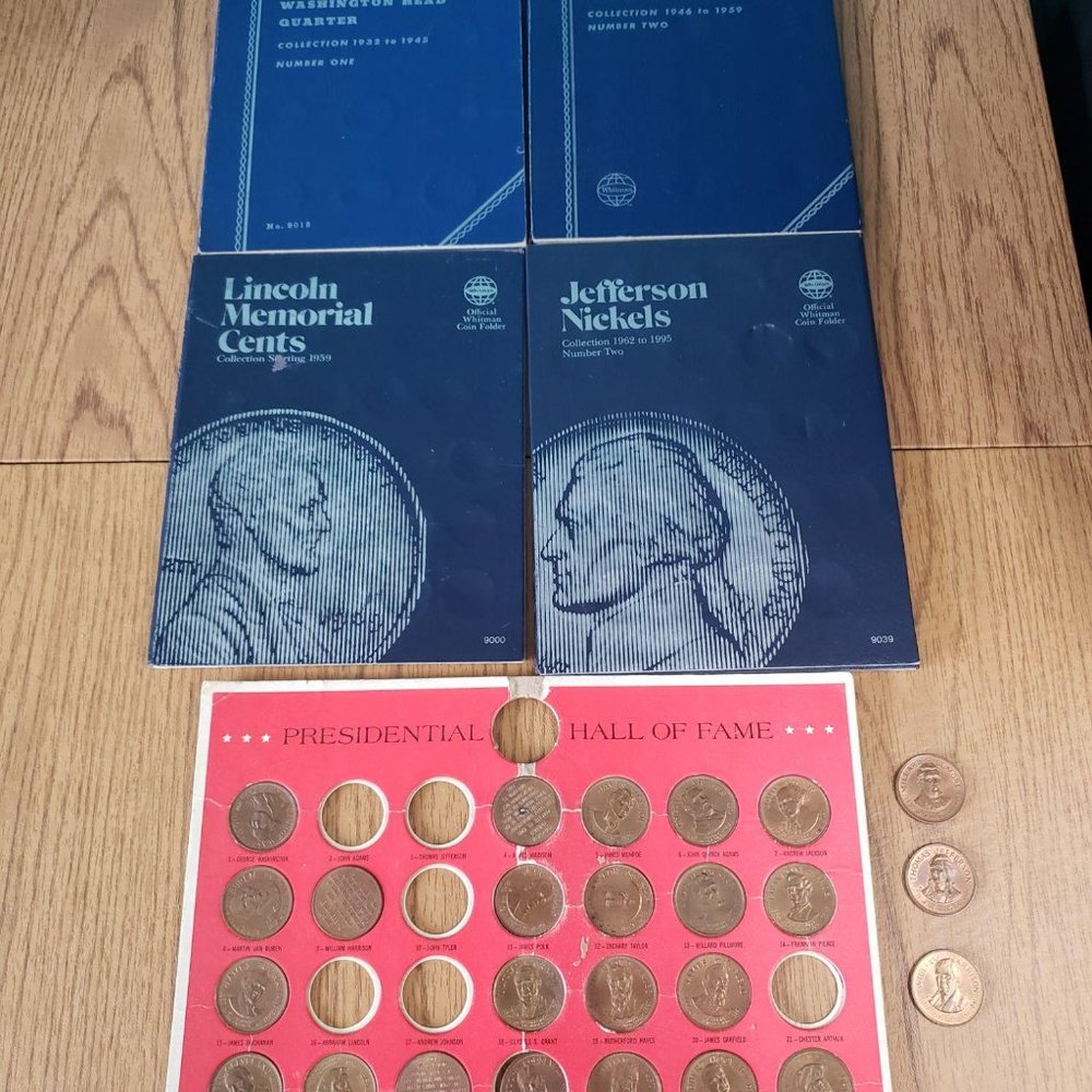 VTG Lot of Coin Folders & Presidential Quarters